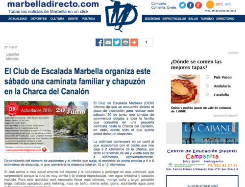 El Club de Escalada Marbella organiza este sábado una caminata familiar y chapuzón en la Charca del Canalón