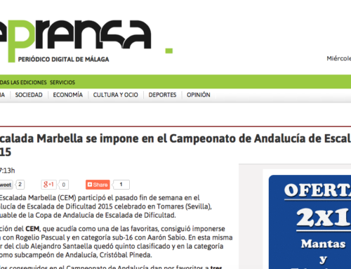 El Club de Escalada Marbella se impone en el Campeonato de Andalucía de Escalada de Dificultad 2015